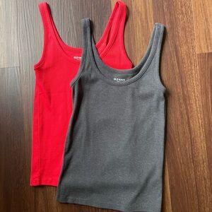 Old Navy Vibrant Red and Charcoal Gray Tank Tops